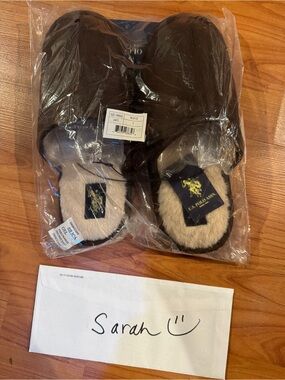 U.S. Polo Assn. Brown Slide Sandals with Gold Logo